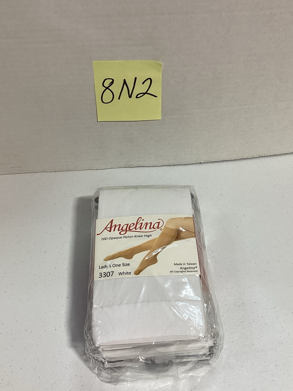 Angelina White Opaque Nylon Knee High Socks - One Size 6 pack